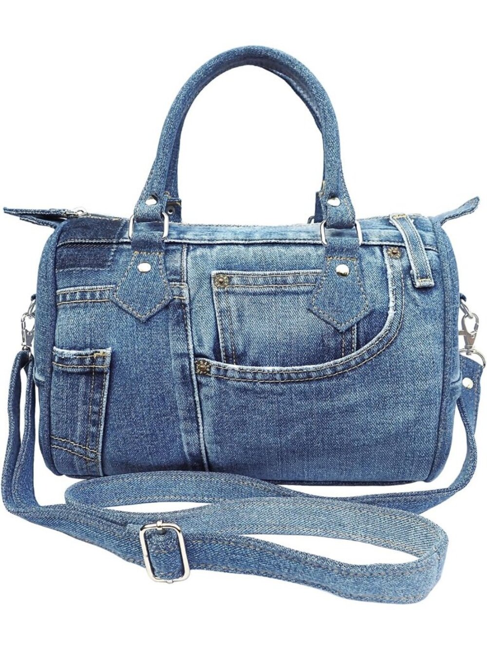 Upcycled Denim Crossbody Handbag for Women | Compact & Stylish Medium-Tone Bag